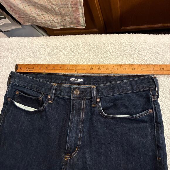 Lands’ End Square Rigger Jeans 36 x25 Traditional Fit Dark Wash Blue Denim - Picture 7 of 8